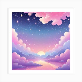 Sky With Twinkling Stars In Pastel Colors Square Composition 231 Art Print