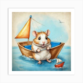 Hamster In A Boat 4 Art Print