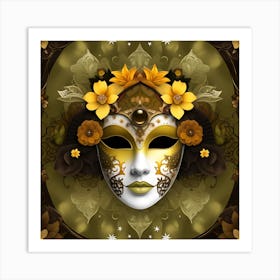 Mask With Flowers Art Print