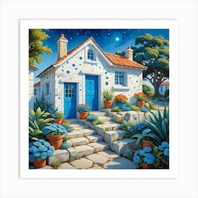 Blue Cottage 2 Art Print