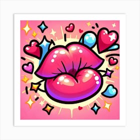 Kissing Lips Art Print