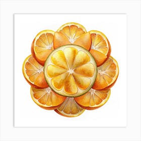 Watercolor Illustration Of Orange Slices Art Print