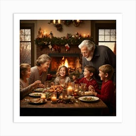 A Heartwarming Depiction Of A Multigenerational Family Reveling In Their Thanksgiving Gathering Lov (5) Art Print