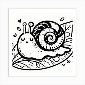 Line Art snail Art Print