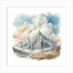 Mountain Range Watercolor Painting Art Print