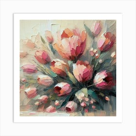 Abstract of pink tulips 3 Art Print