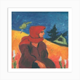 Village Girl In A Red Scarf By Zolo Palugyay Art Print