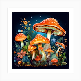 Mushrooms In The Forest 61 Art Print