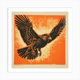 Retro Bird Lithograph Falcon 4 Art Print