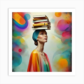 Abstract Feminine Strength and Book Balancing Art Print