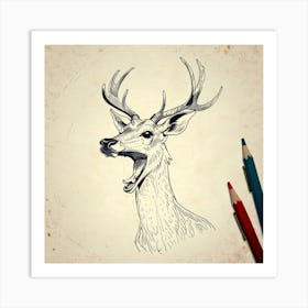 Deer Head 21 Art Print