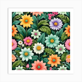 Seamless Floral Pattern 13 Art Print