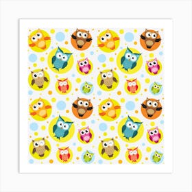 Owl Bird Cartoon Art Print