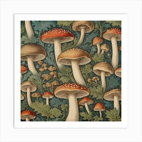 William Morris Print Mushrooms Poster Vintage Textile 2 Art Print