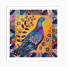 Patchwork Quilted Pigeon 2 Art Print