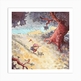 Sweet Boy Dog Adventure Illustration Art Print