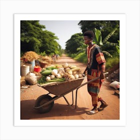 Man With A Wheelbarrow Art Print