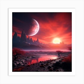 An Alien Planet With Red Sky 2:7 Art Print