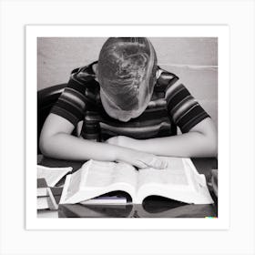 Boy Reading A Book Art Print