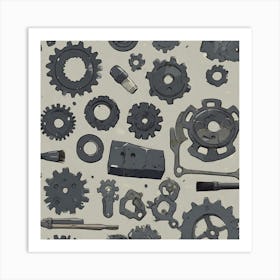 Gears And Gears 2 Art Print