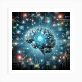 Brain With Technology Stock Photos & Videos Art Print