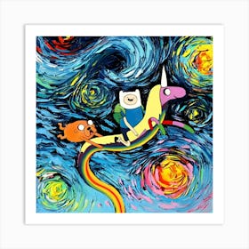 Adventure Time Painting Starry Night Van Gogh Art Print