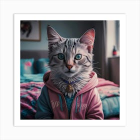 Cat In Hoodie Art Print