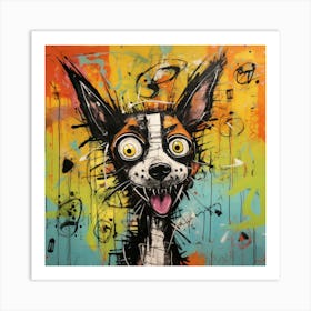 Abstract Crazy Whimsical Dog 1 Art Print