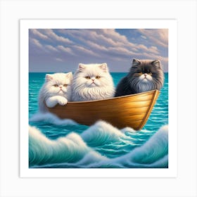 Cats Boating Day Art Print