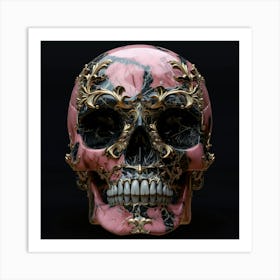 Pink Marble Skull 1 Art Print