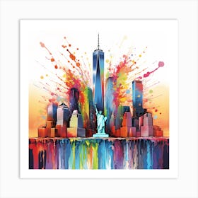 City Colorful Paint Splash Style Art Art Print