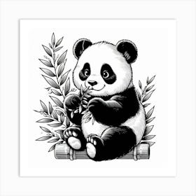 Line Art panda 1 Art Print