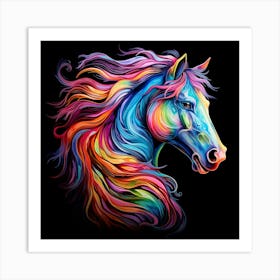 Colourful Rainbow Horse Art Print