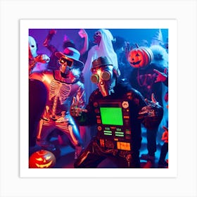 Halloween Party With Halloween Costumes Art Print