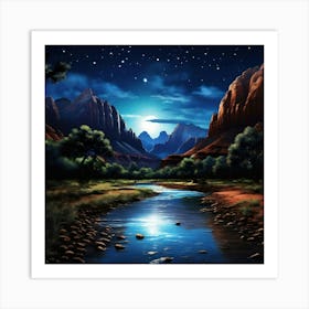 Zion National Park At Nigth Art Print