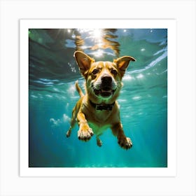 Dog Swimming Underwater Art Print