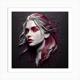 Beautiful Woman's Face - Embossed Artwork Art Print