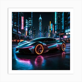 Sleek Futuristic Car With A Metallic Finish Art Print