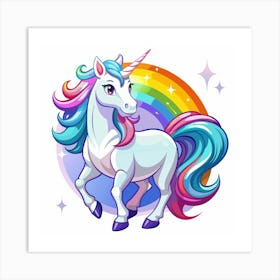 Unicorn With Rainbow Art Print