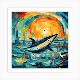 Dolphin At Sunset Art Print