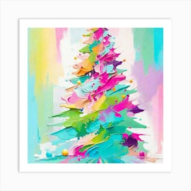 Oil Painting Of Christmas Tree Art Print