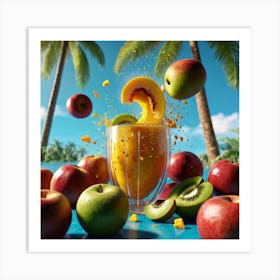 Tropical Fruit Smoothie Art Print