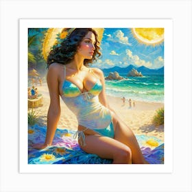 Sexy Girl On The Beach ht Art Print