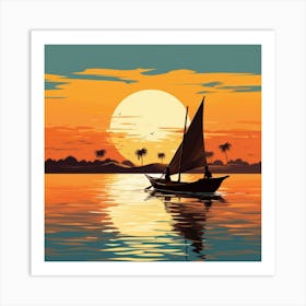 Sailboat At Sunset Art Print