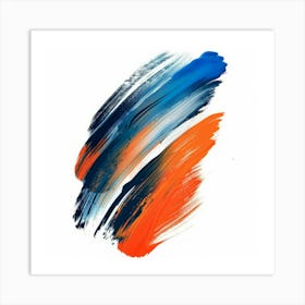 Blue And Orange Brush Strokes Art Print
