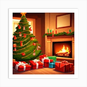 Christmas Tree In The Living Room 4 Art Print