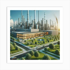 Oil Refinery At Sunset Art Print