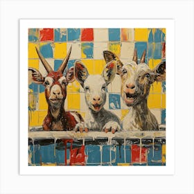 Goats In The Bath Art Print