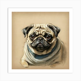 Pug Dog Portrait Art Print