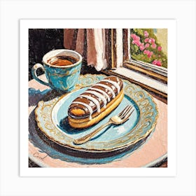 Eclair n Coffee Time Art Print